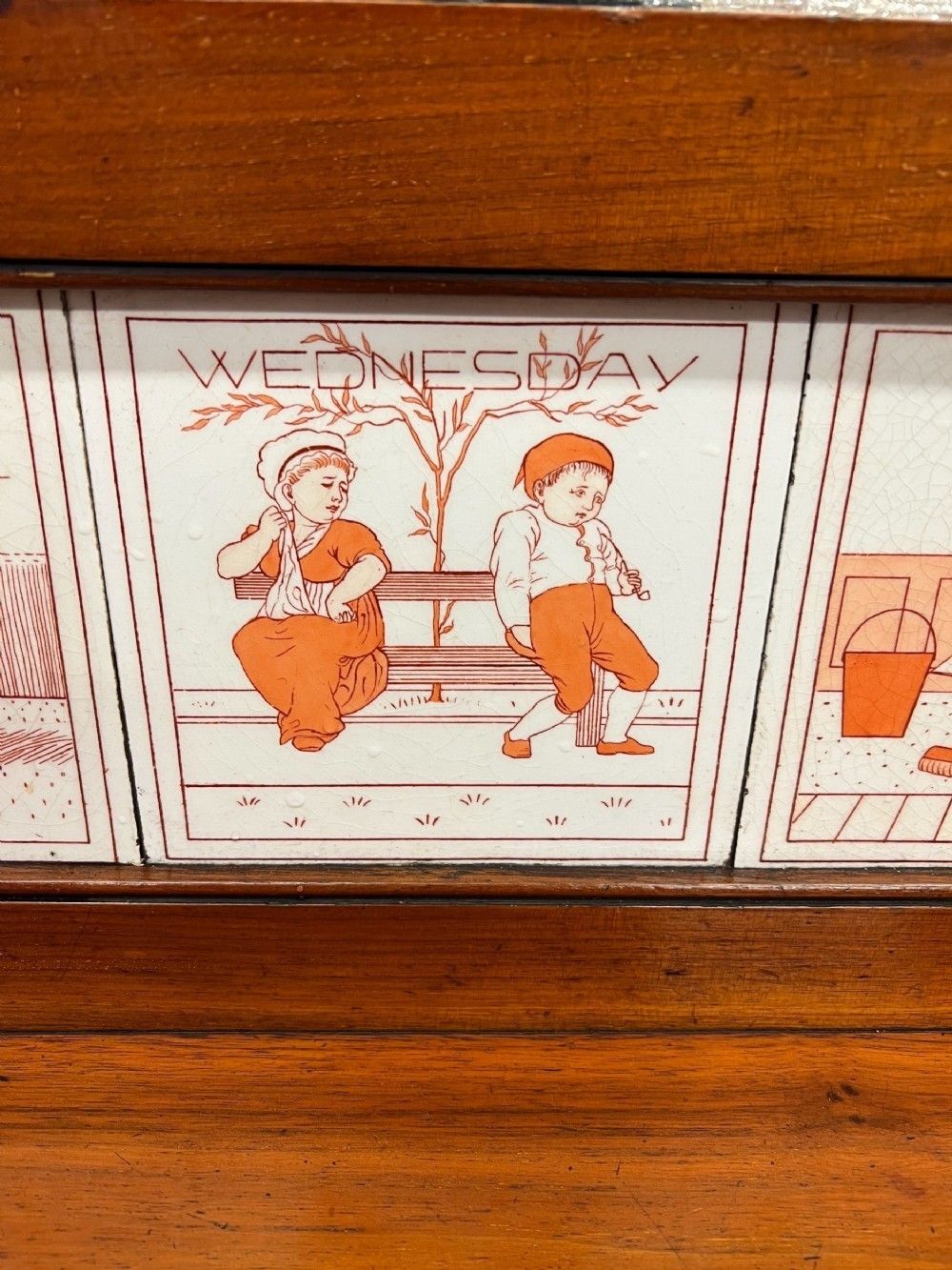 Rare Ellen E. Houghton Of Minton Tiled Hall Stand And Hall Chairs "Days Of The Week" photo Furniture