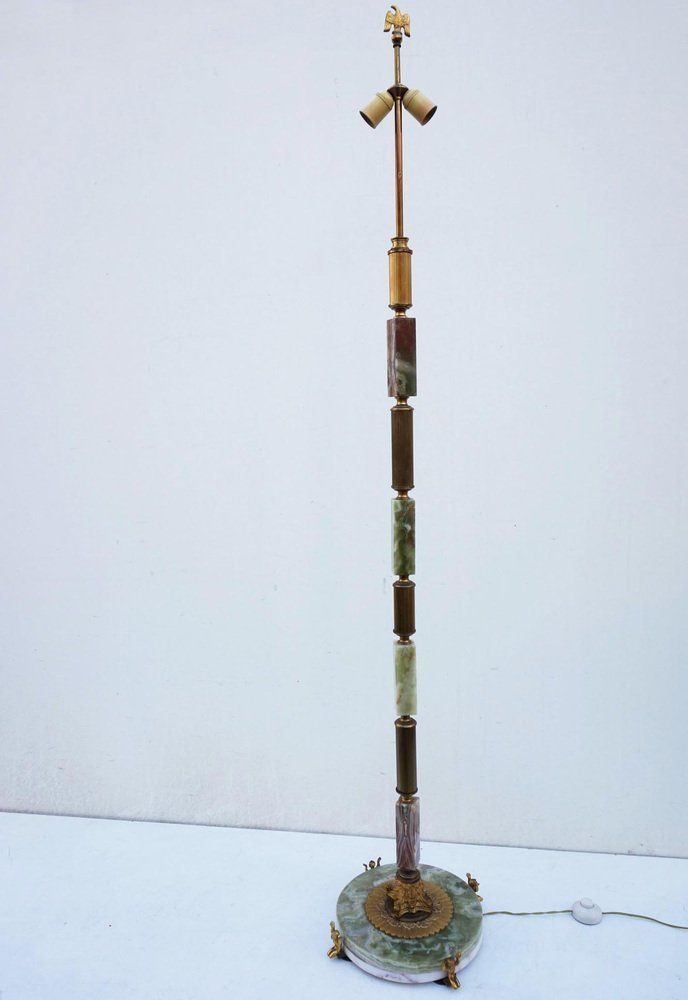 Mid Century Modern Hollywood Regency Onyx Marble And Gilt Floor Lamp, 1960s photo furniture