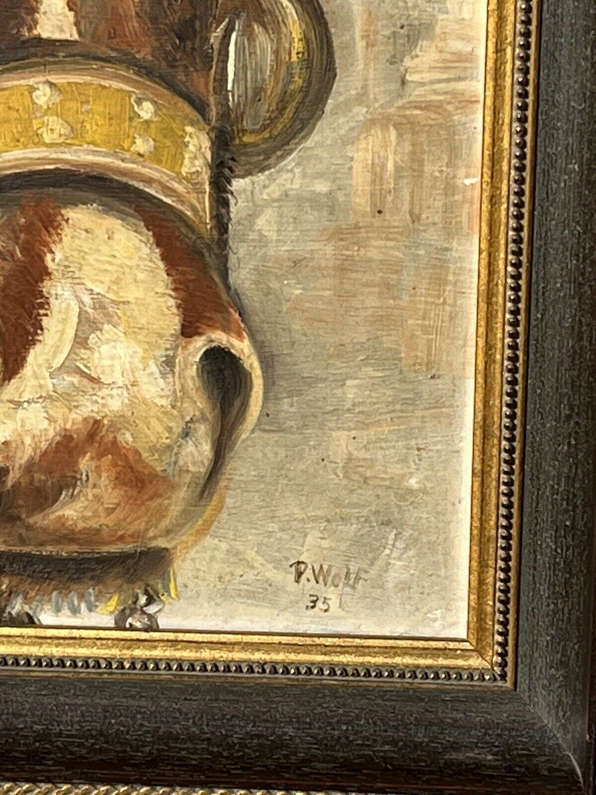 Horse Oil Painting, Signed P Wolf photo Art