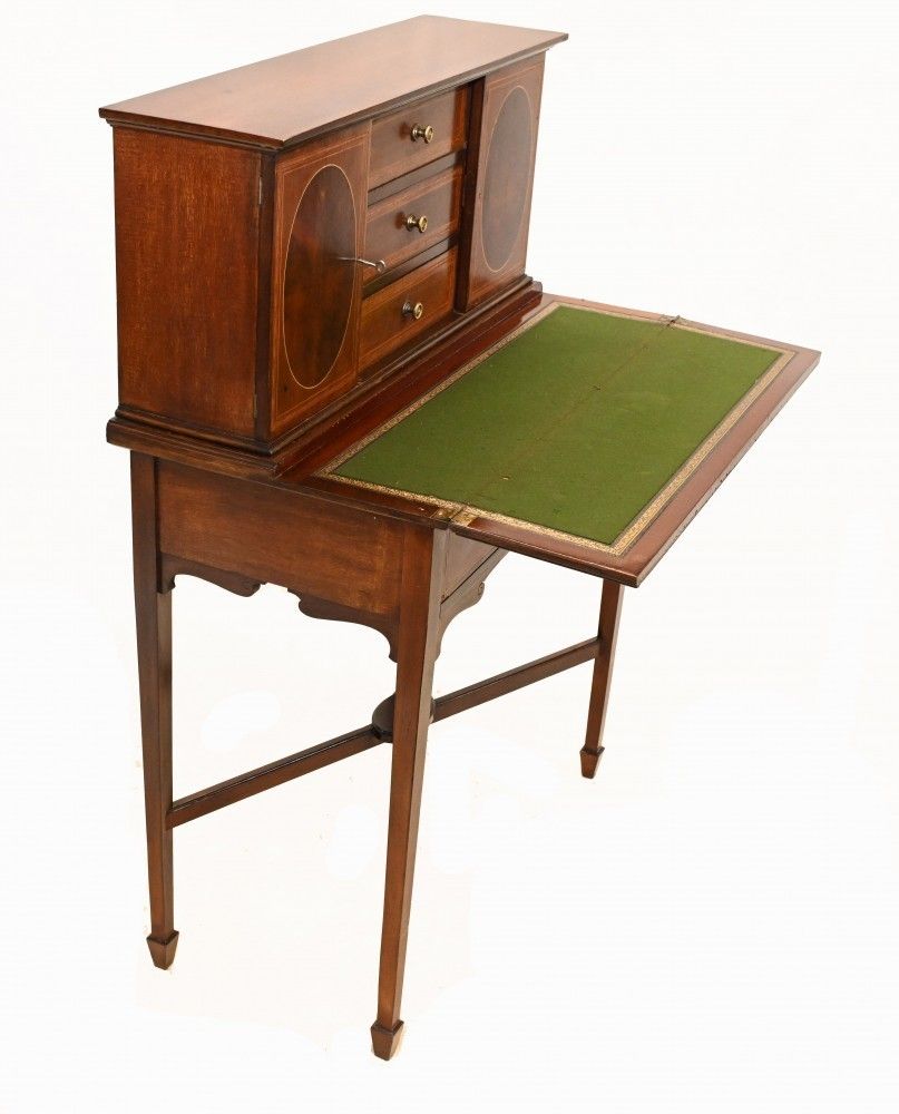 Victorian Ladies Writing Desk Mahogany Bureau 1900 photo vintage