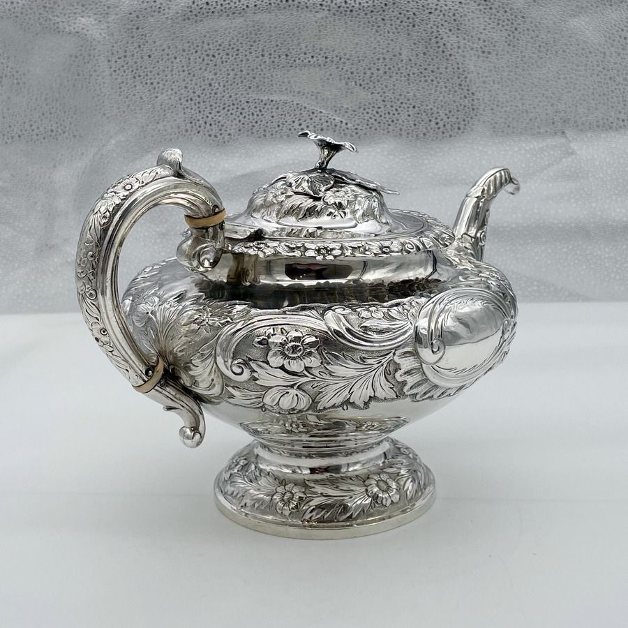 William IV Sterling Silver Three Piece Tea Set London 1834 John Wakefield photo vinterior