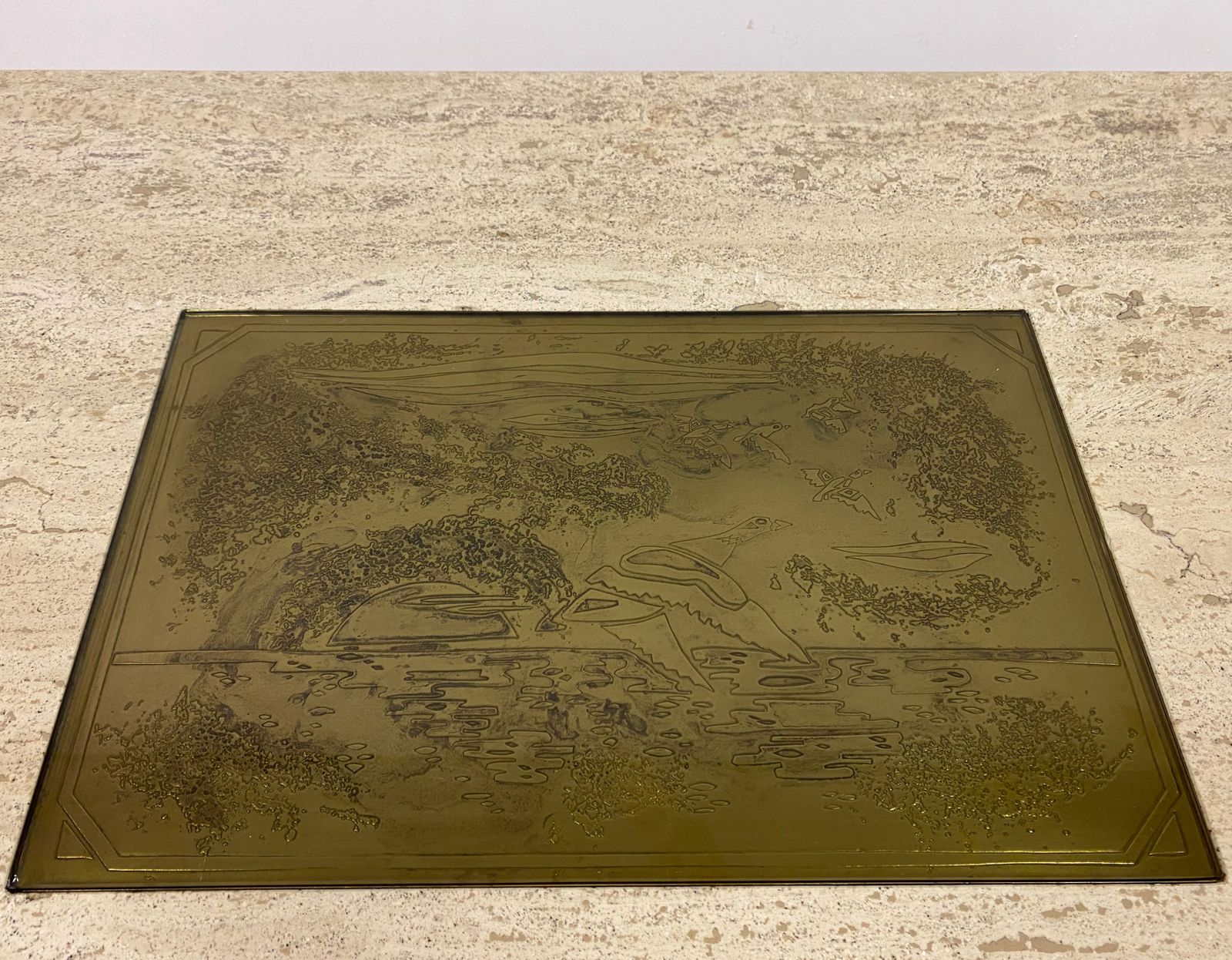 1970s Travertine And Brass Coffee Table photo vinterior