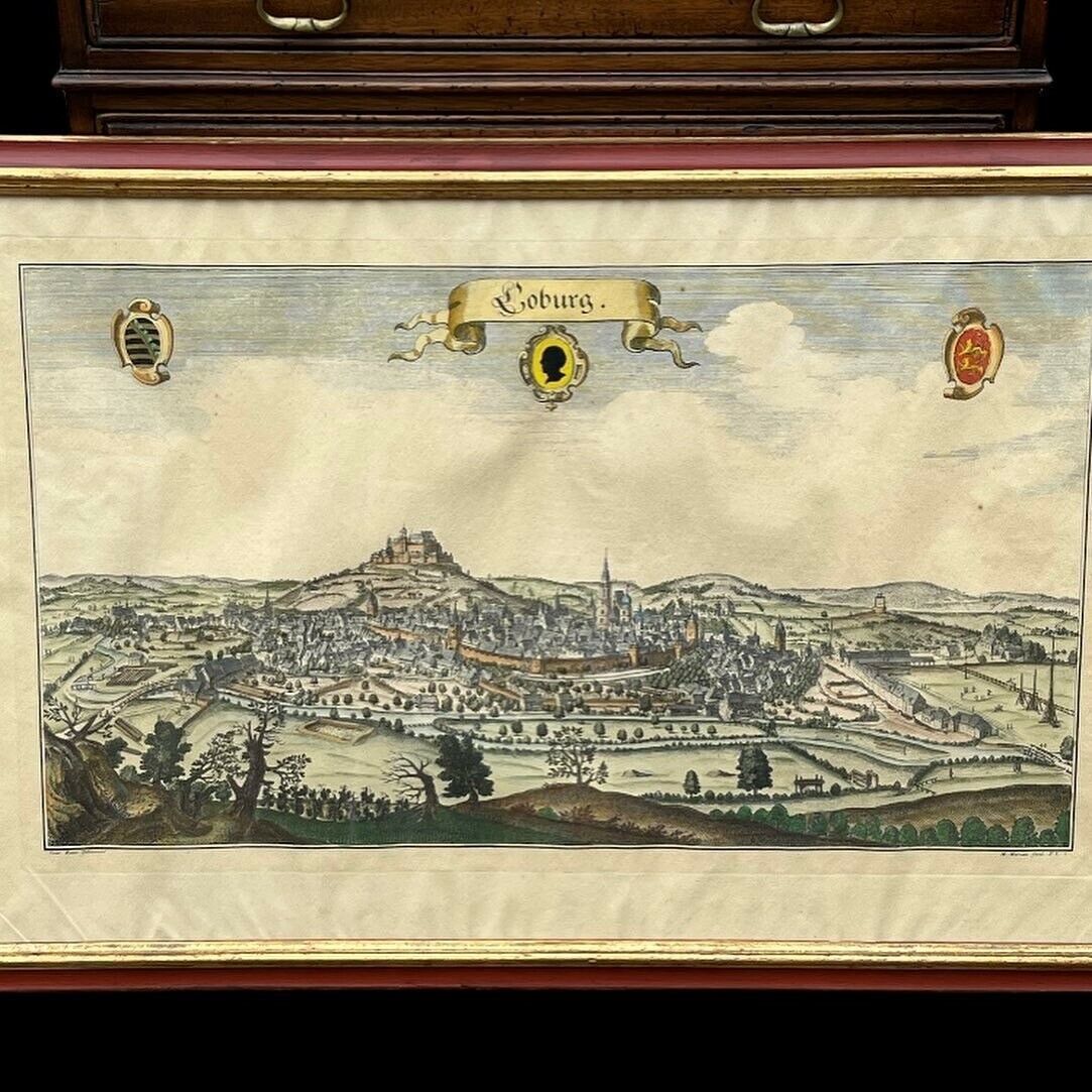 Antique Coloured Engraving By Conrad Buno Delineaut Of German Towns photo furniture