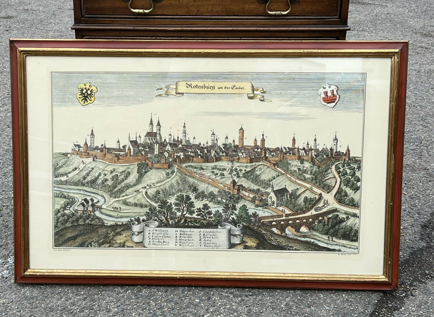 Antique Coloured Engraving By Conrad Buno Delineaut Of German Towns photo furniture