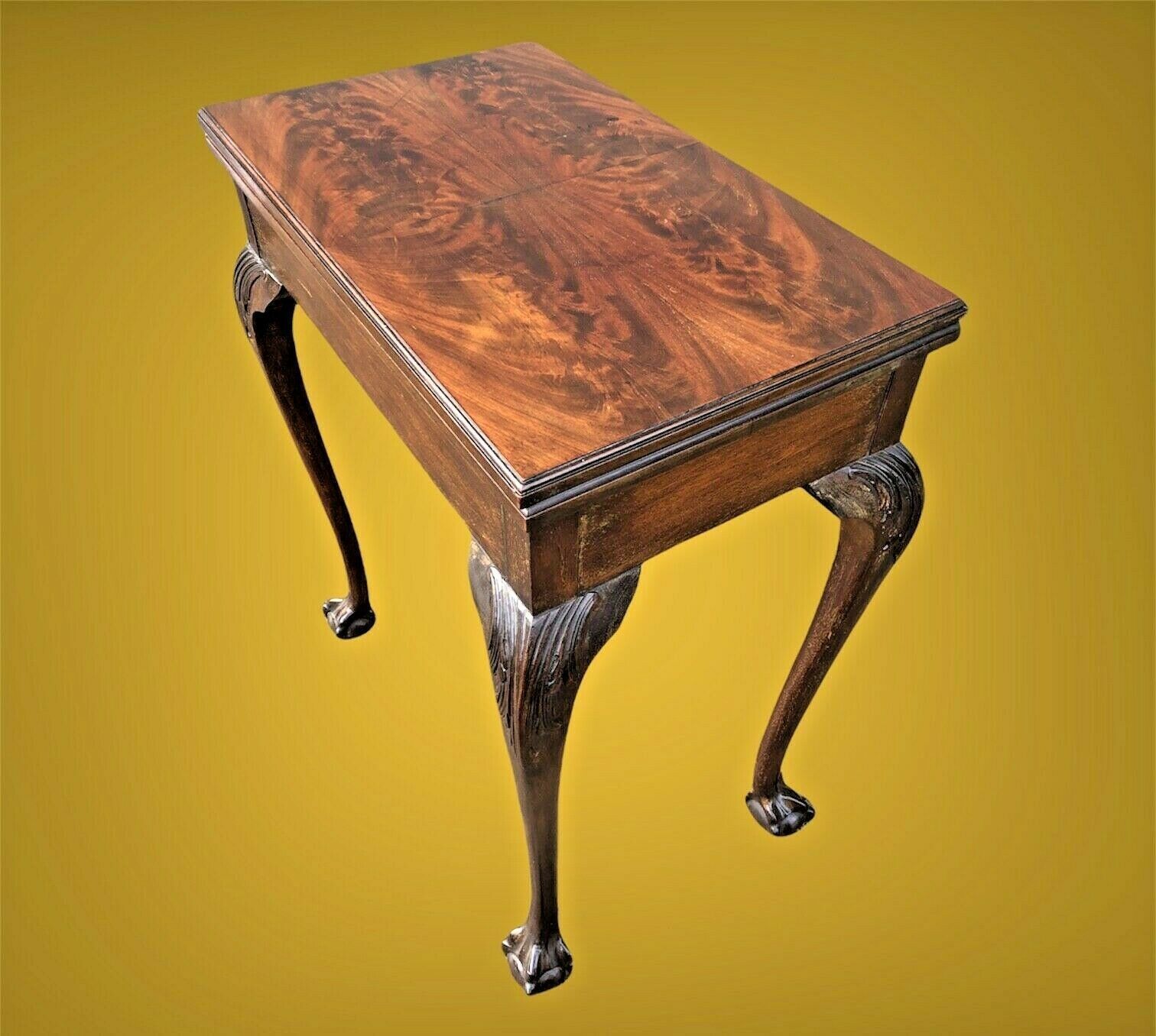 photo furniture Handsome Vintage Carved Mahogany Card Or Hall Table