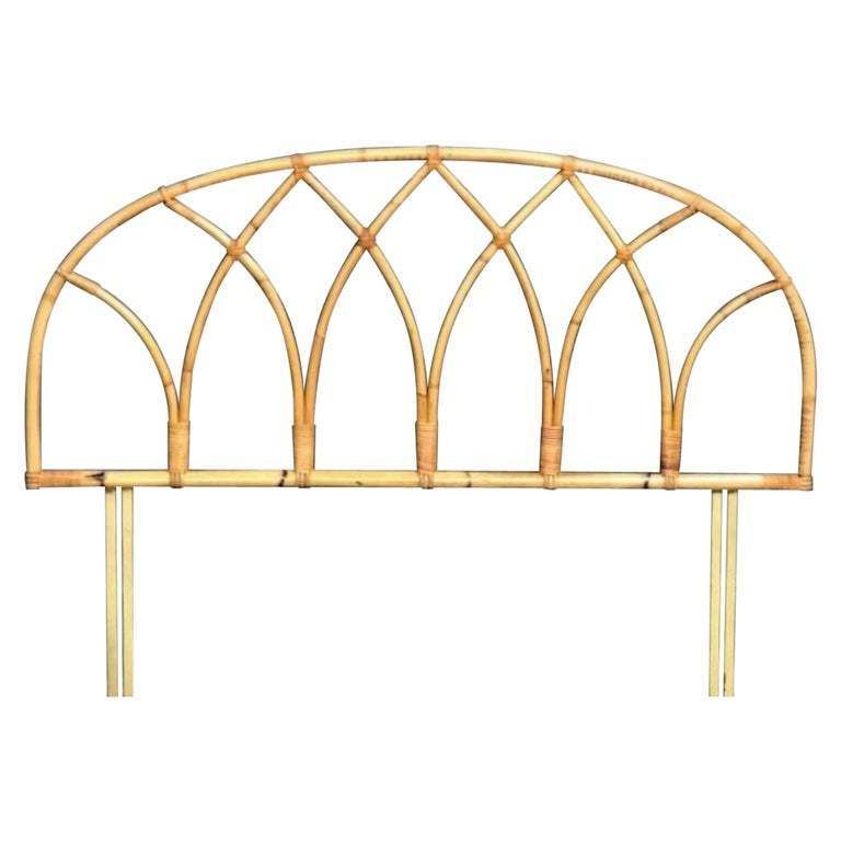 Mid Century Rattan / Cane Arch Shaped Double Headboard (4’ft), By Angraves England, 1970s