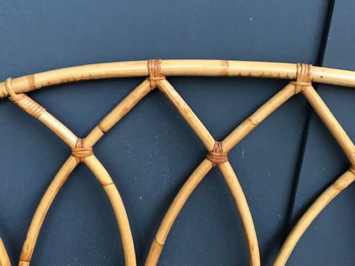 Mid Century Rattan / Cane Arch Shaped Double Headboard (4’ft), By Angraves England, 1970s photo 975.0