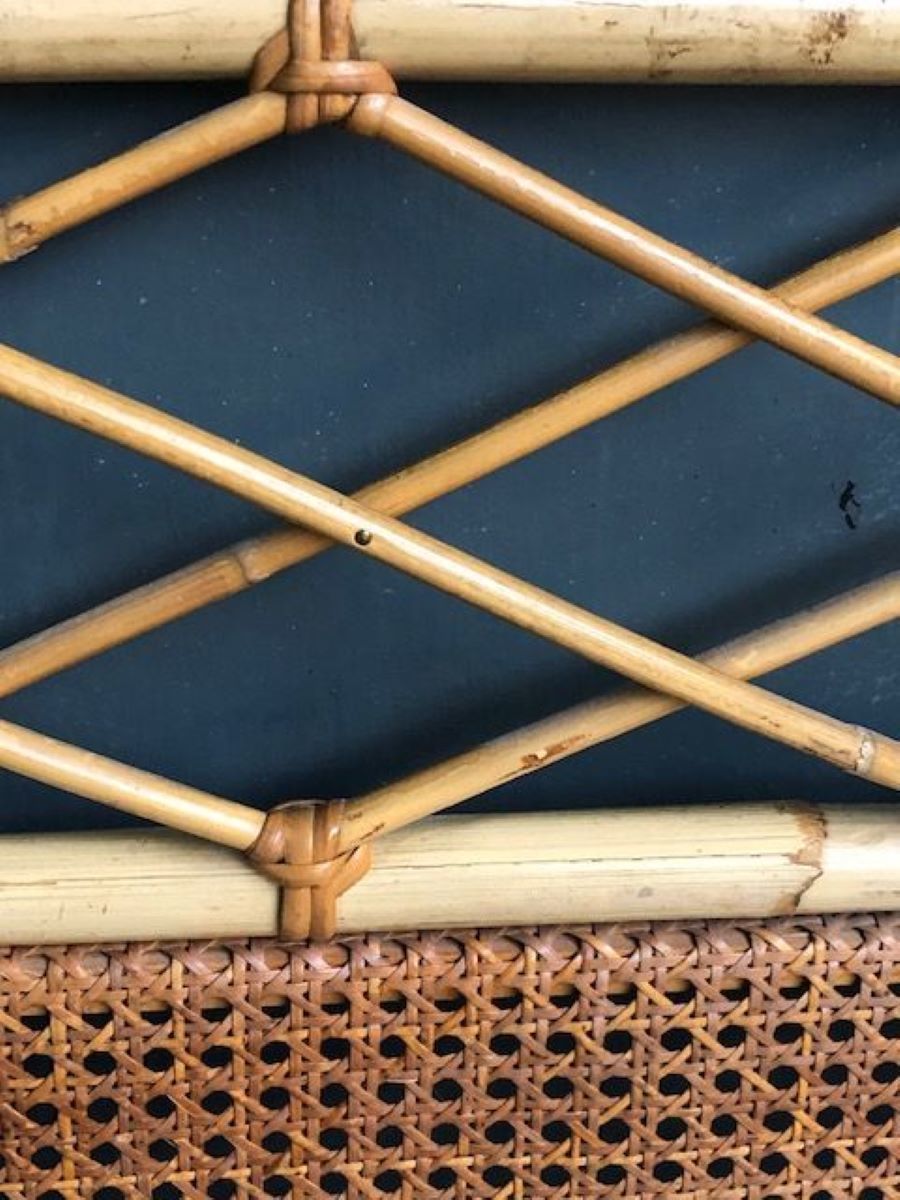 Mid Century Rattan / Cane Super King Headboard (6’ft), Italian, 1970s photo 1100.0