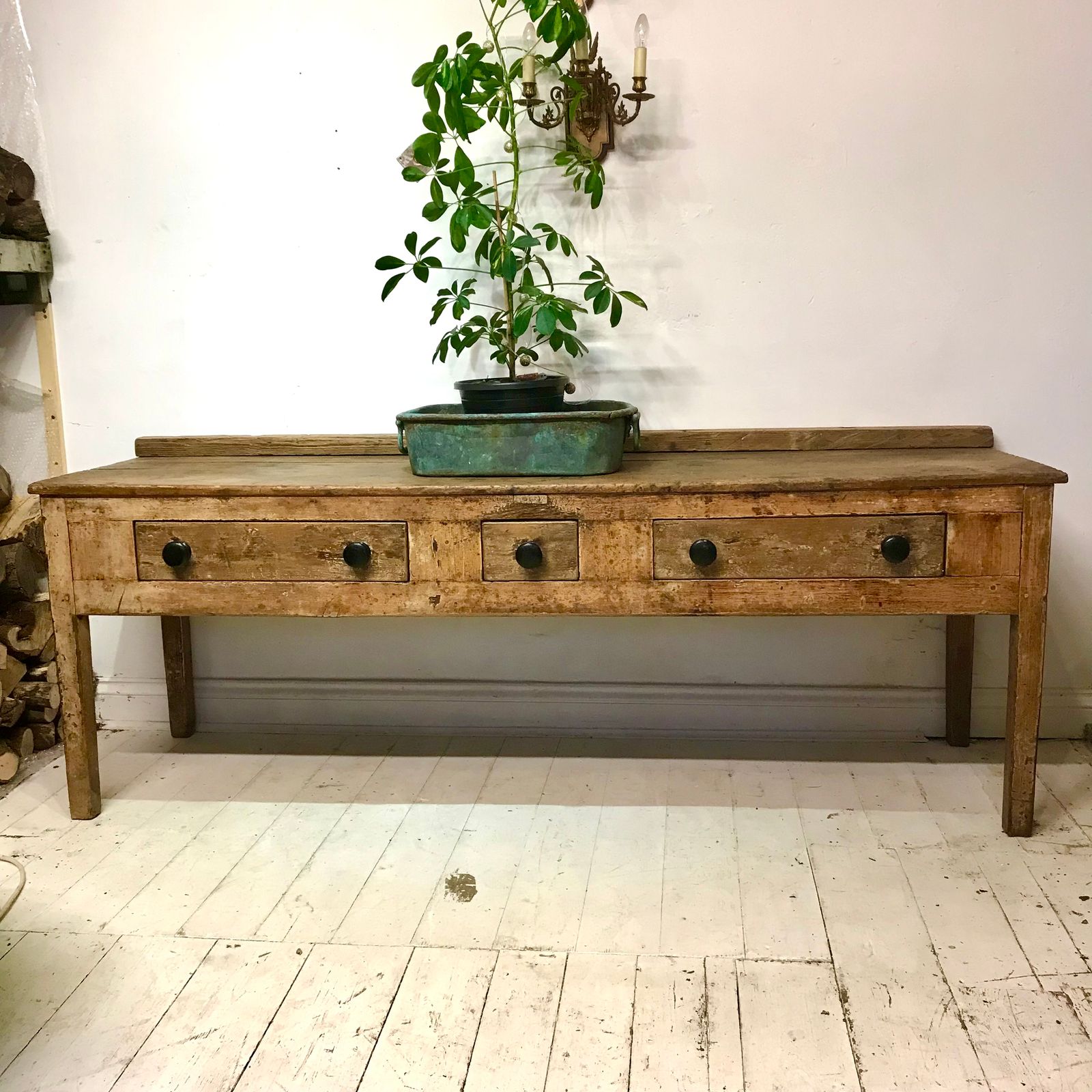 Substantial English Georgian Country House Pine Serving Table