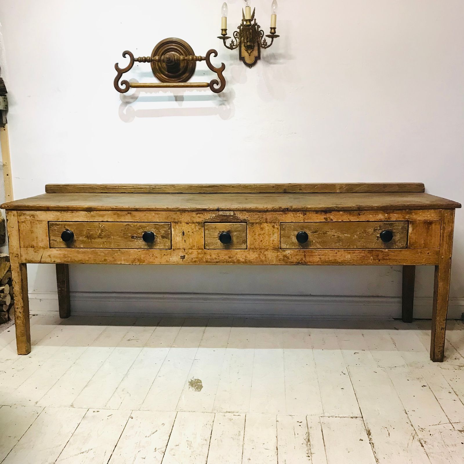 Substantial English Georgian Country House Pine Serving Table photo for sale