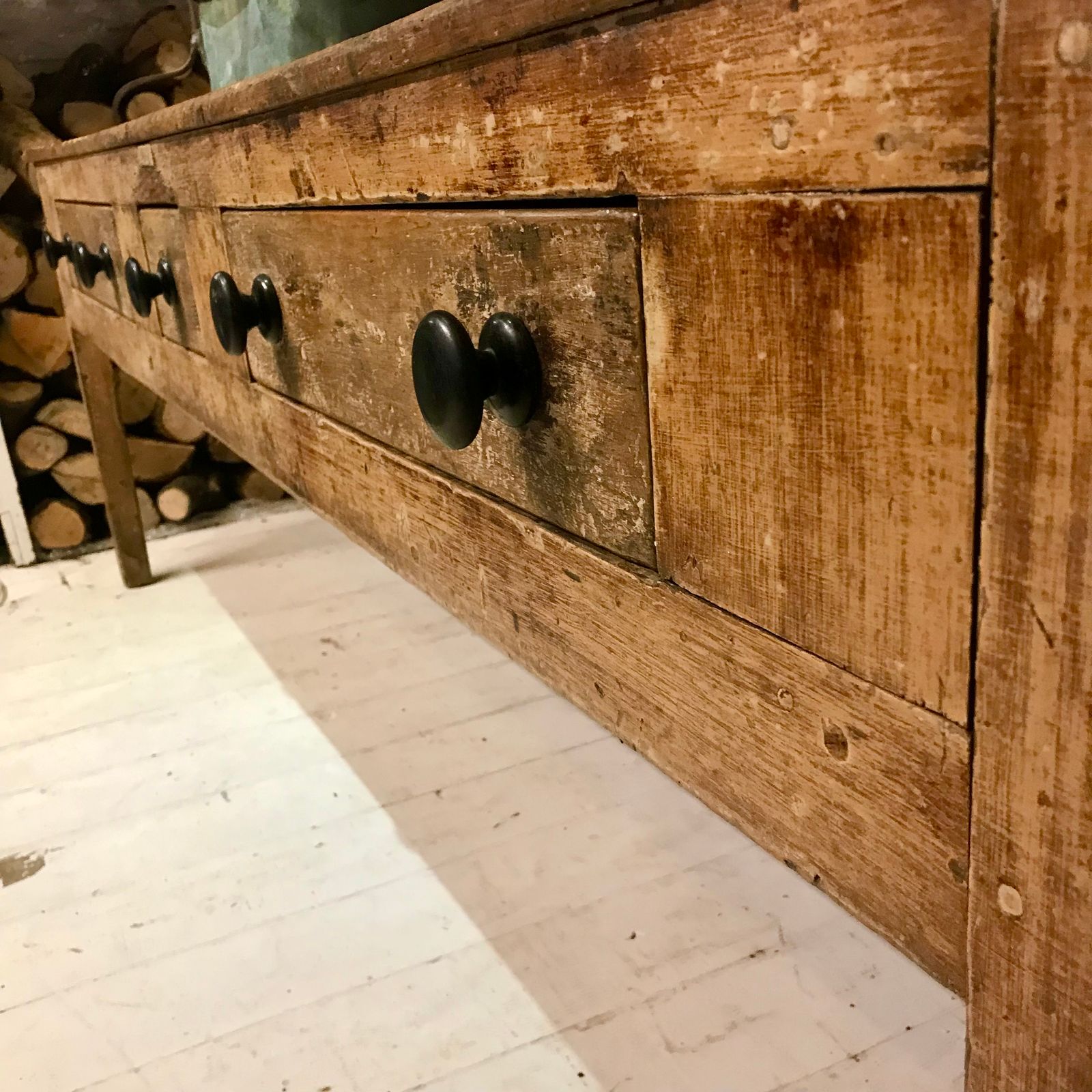 Substantial English Georgian Country House Pine Serving Table photo Furniture