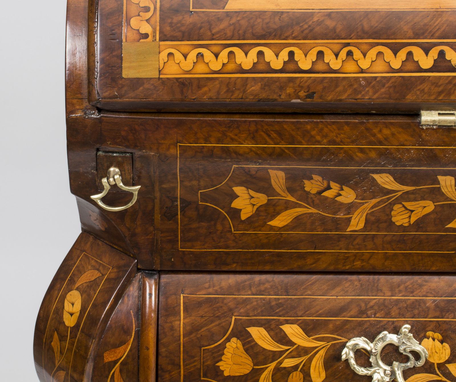 photo for sale Antique Dutch Burr Walnut Floral Marquetry Bureau C.1780