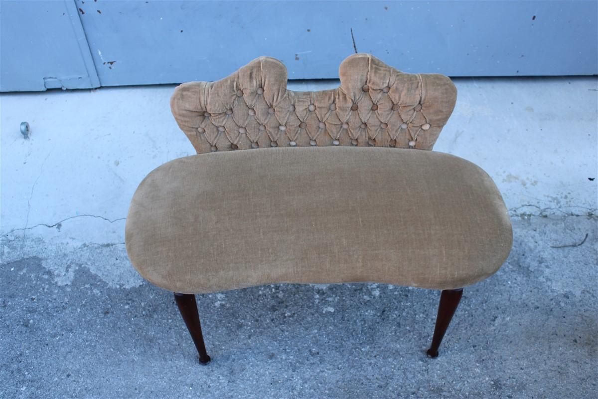 Small 1950s Mid Century Italian Stool In Brown Velvet And Cesare Lacca Design Ma photo 1532.0