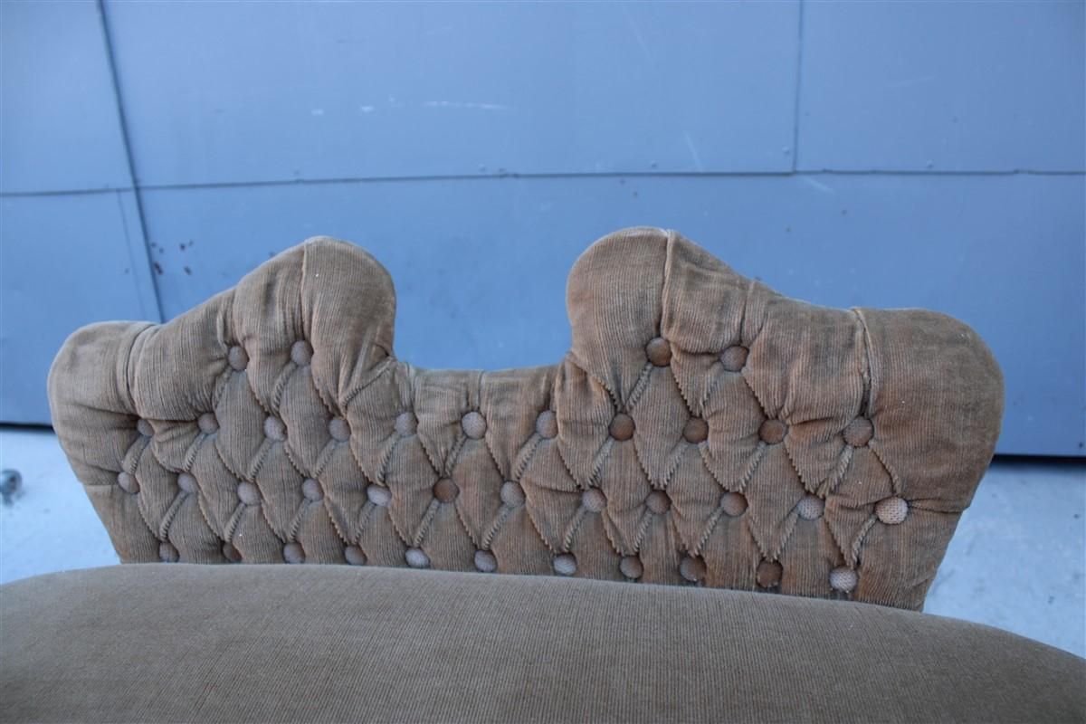Small 1950s Mid Century Italian Stool In Brown Velvet And Cesare Lacca Design Ma photo vintage