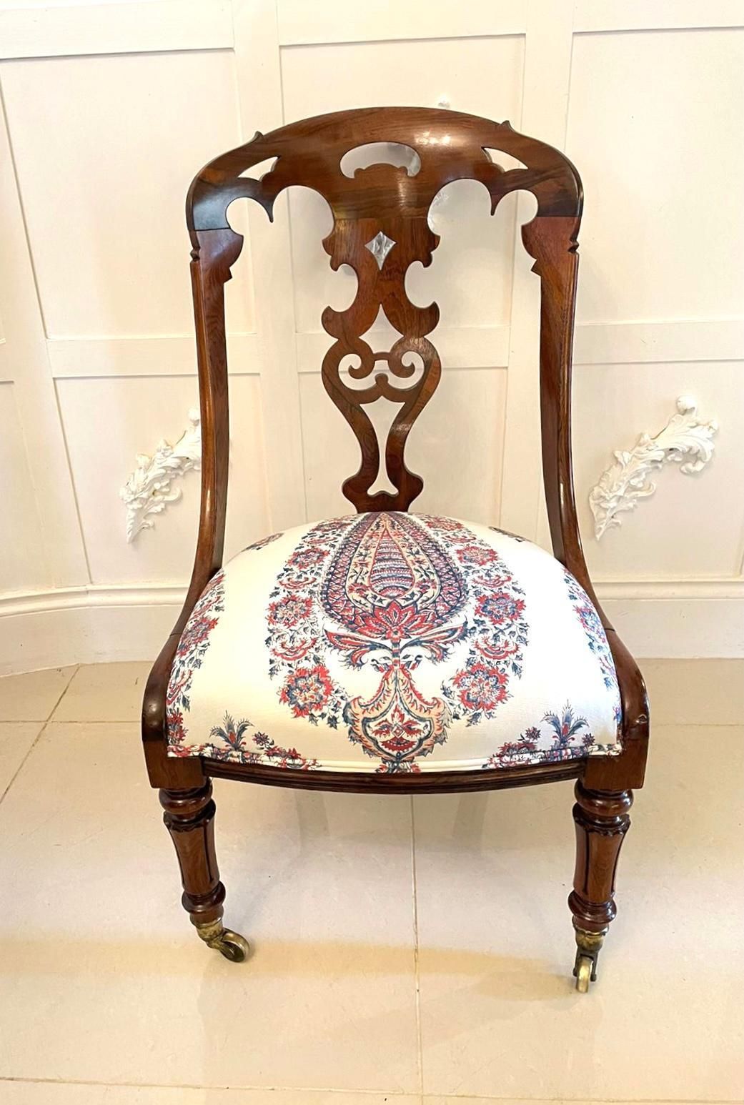 Antique Victorian Quality Rosewood Side Chair photo vintage