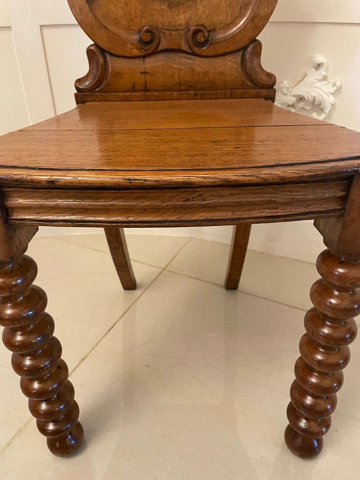 Pair Of Antique Victorian Carved Oak Hall Chairs photo vinterior