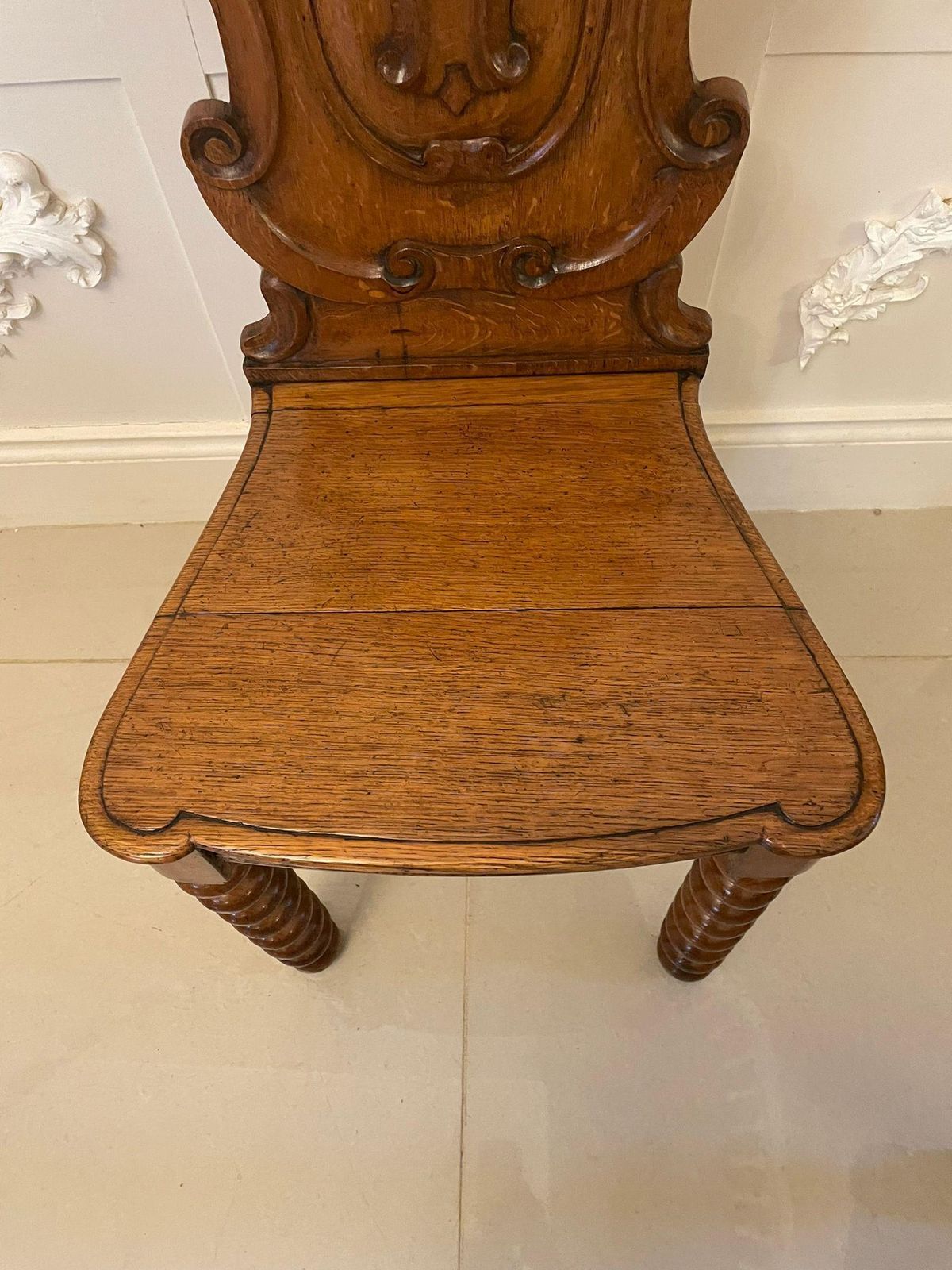 Pair Of Antique Victorian Carved Oak Hall Chairs photo buy