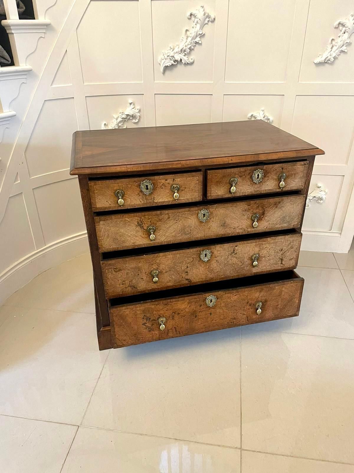 Furniture Antique George I Quality Walnut Chest Of Drawers photo