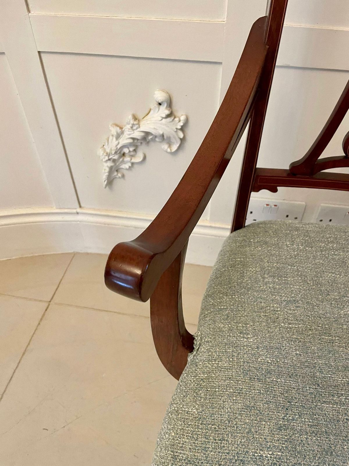 Unusual Antique Art Nouveau Quality Mahogany Inlaid Child’s Chair photo for sale