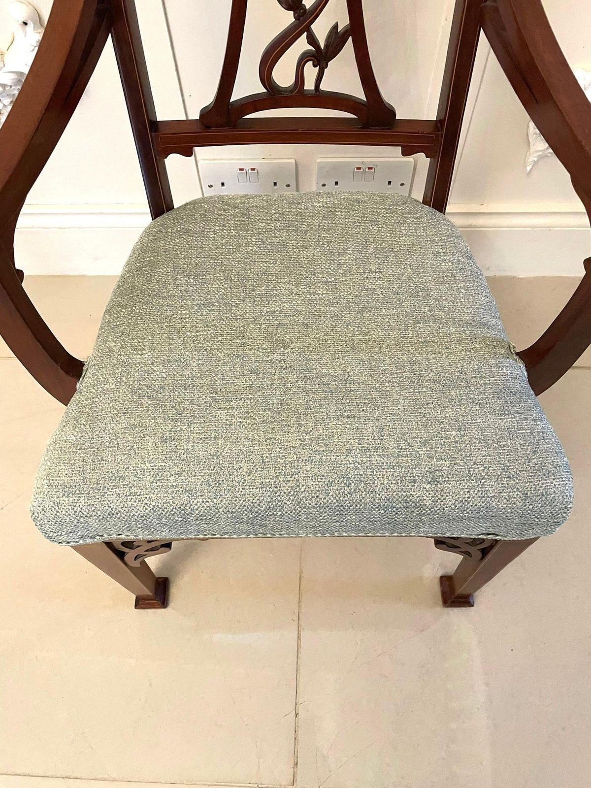 photo furniture Unusual Antique Art Nouveau Quality Mahogany Inlaid Child’s Chair