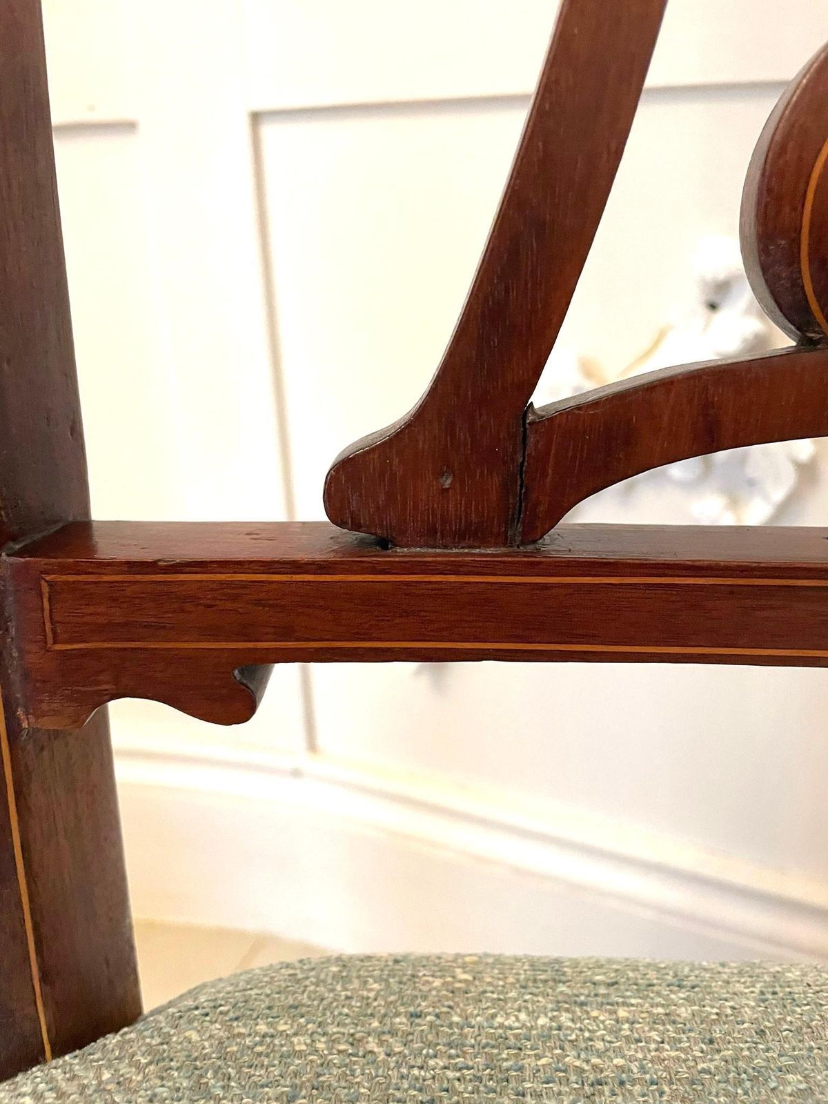 photo for sale Unusual Antique Art Nouveau Quality Mahogany Inlaid Child’s Chair