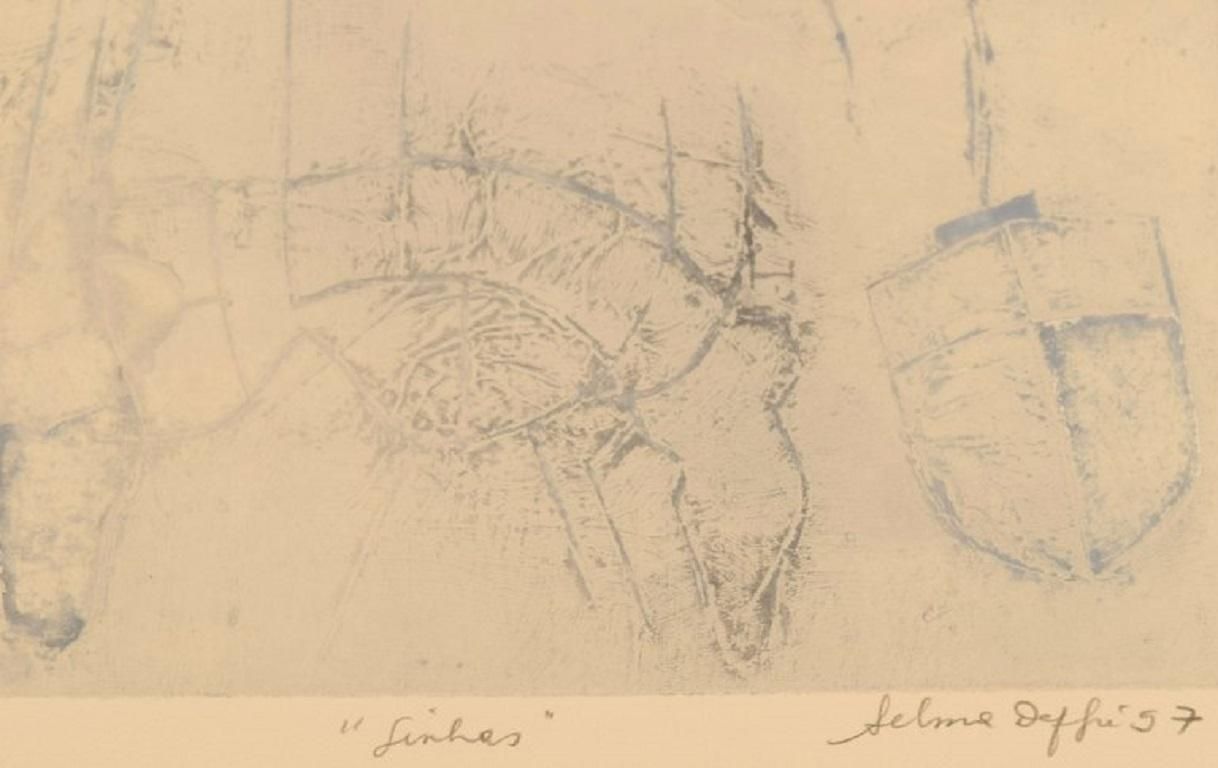 Selma Daffre  Listed Brazilian Artist Collograph On Paper Linhas photo for sale
