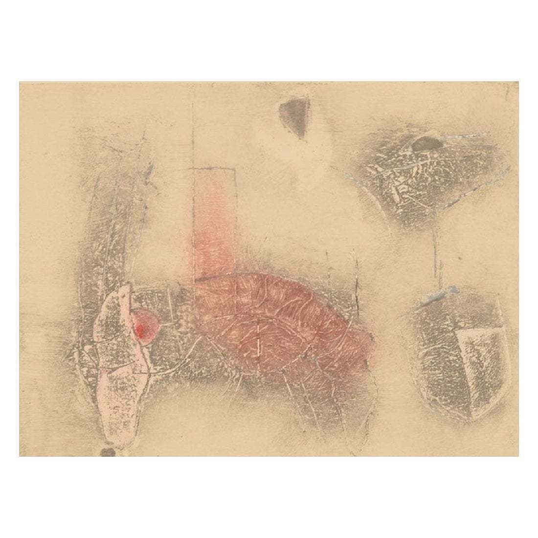 Selma Daffre  Listed Brazilian Artist  Collograph On Pape   Linhas