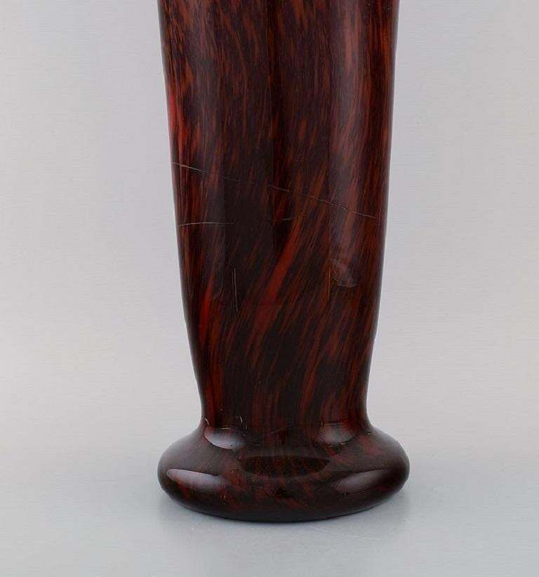 Very Large Lorrain Art Deco Vase In Red Mouth Blown Art Glass photo vinterior