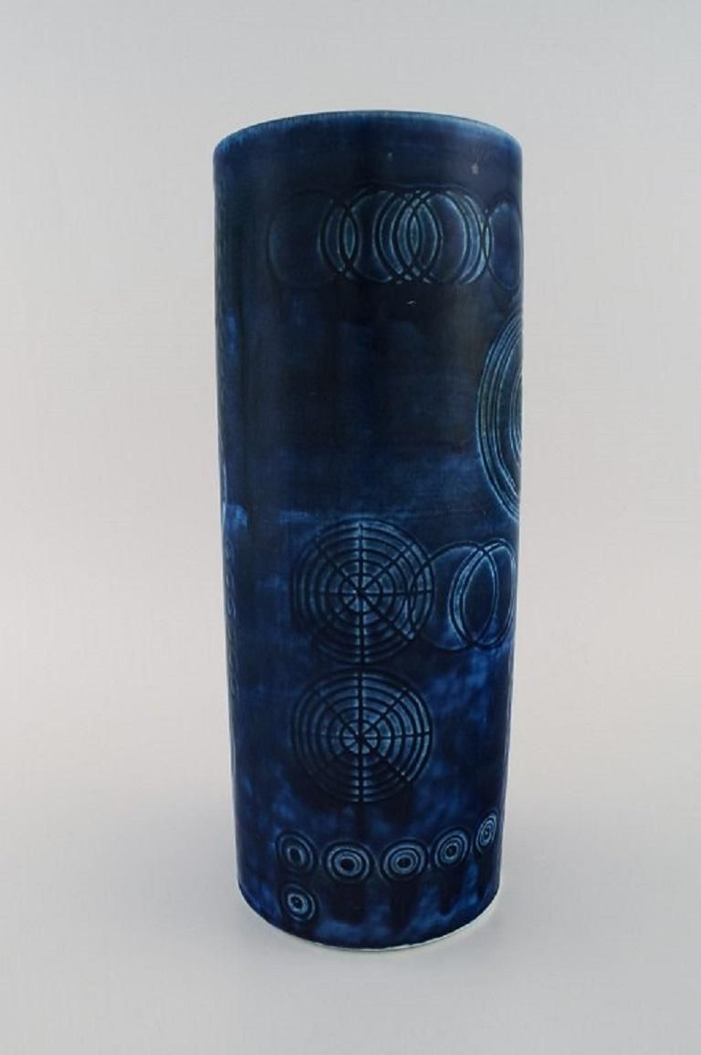 Olle Alberius For Rörstrand Two Large Sarek Vases In Glazed Ceramics photo for sale