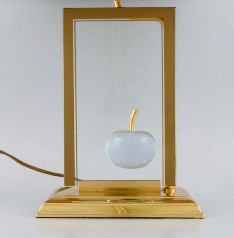 Le Dauphin, France, "La Pomme" Table Lamp In Clear Art Glass And Brass photo furniture