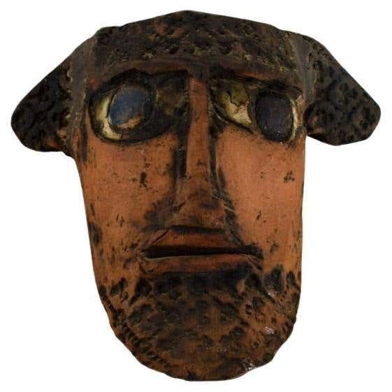 Niels Helledie, Denmark, Unique Face Mask In Hand Painted Stoneware