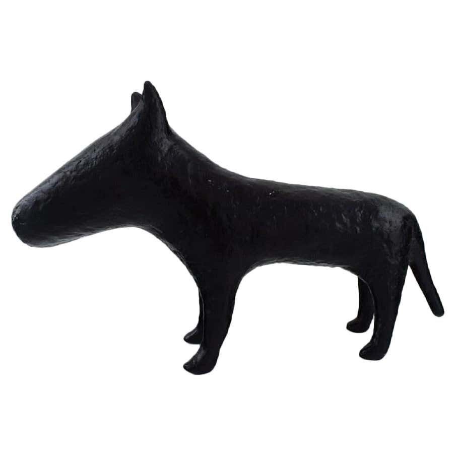 Unknown French Designer, Large Sculpture In Stoneware, English Bull Terrier