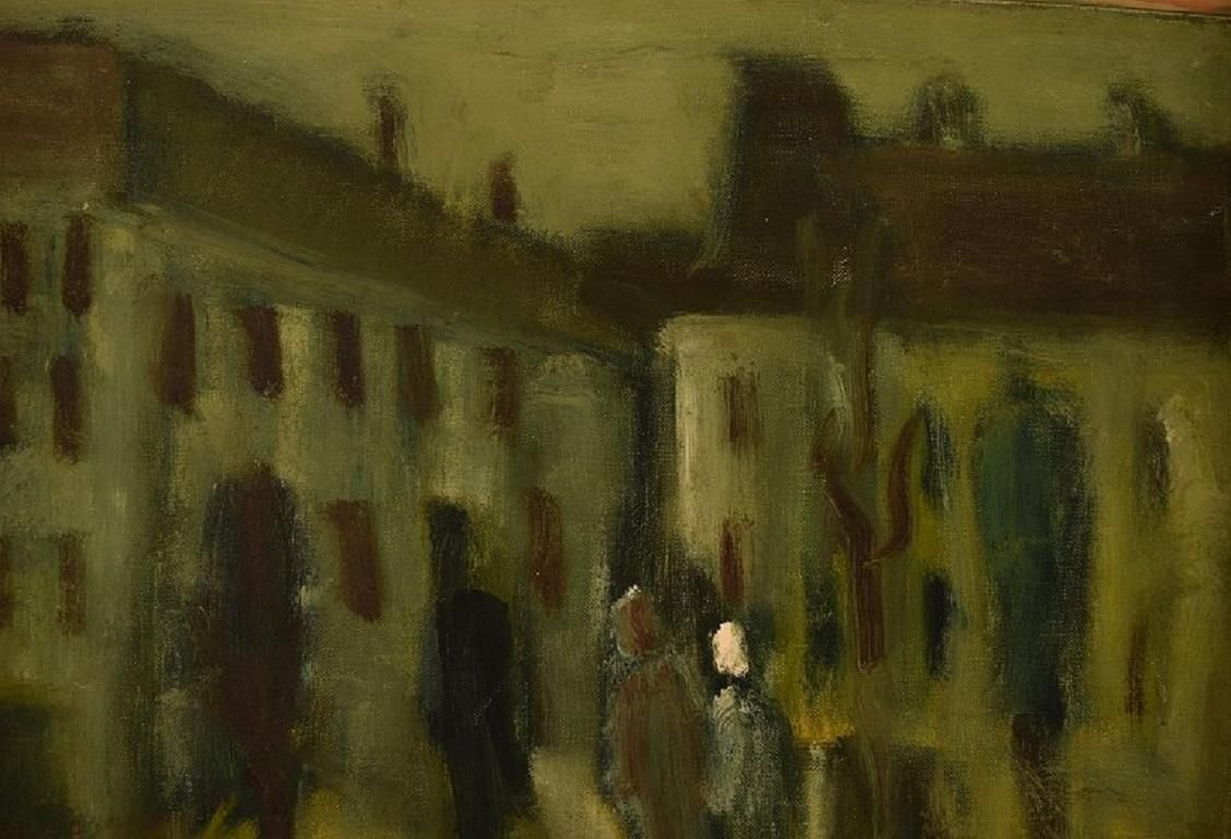 Svend Aage Tauscher Oil On Canvas Modernist Urban Scenery photo for sale