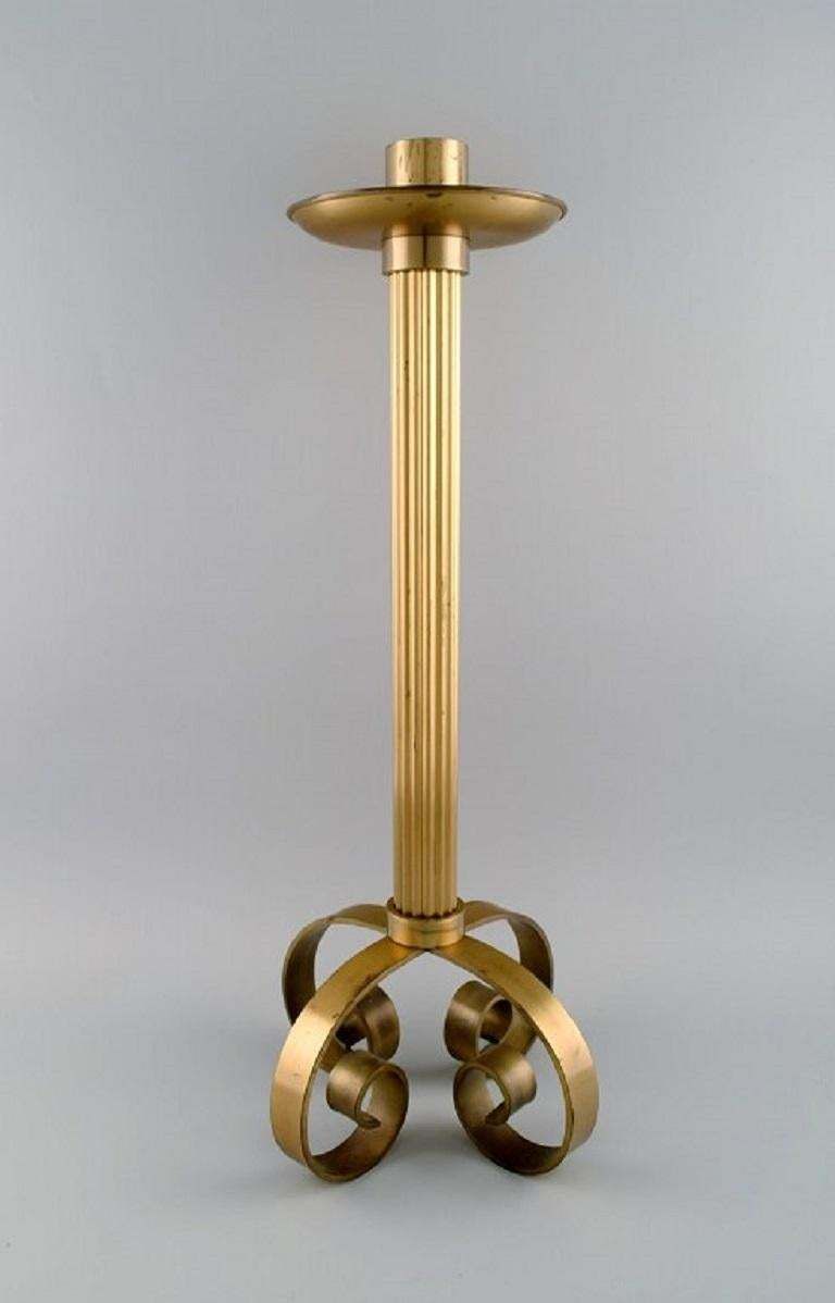 Ivar ålenius Björk For Ystad Metal, Two Colossal Brass Floor Candlesticks photo for sale