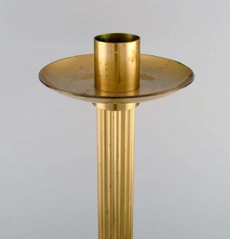 Ivar ålenius Björk For Ystad Metal, Two Colossal Brass Floor Candlesticks photo vinterior