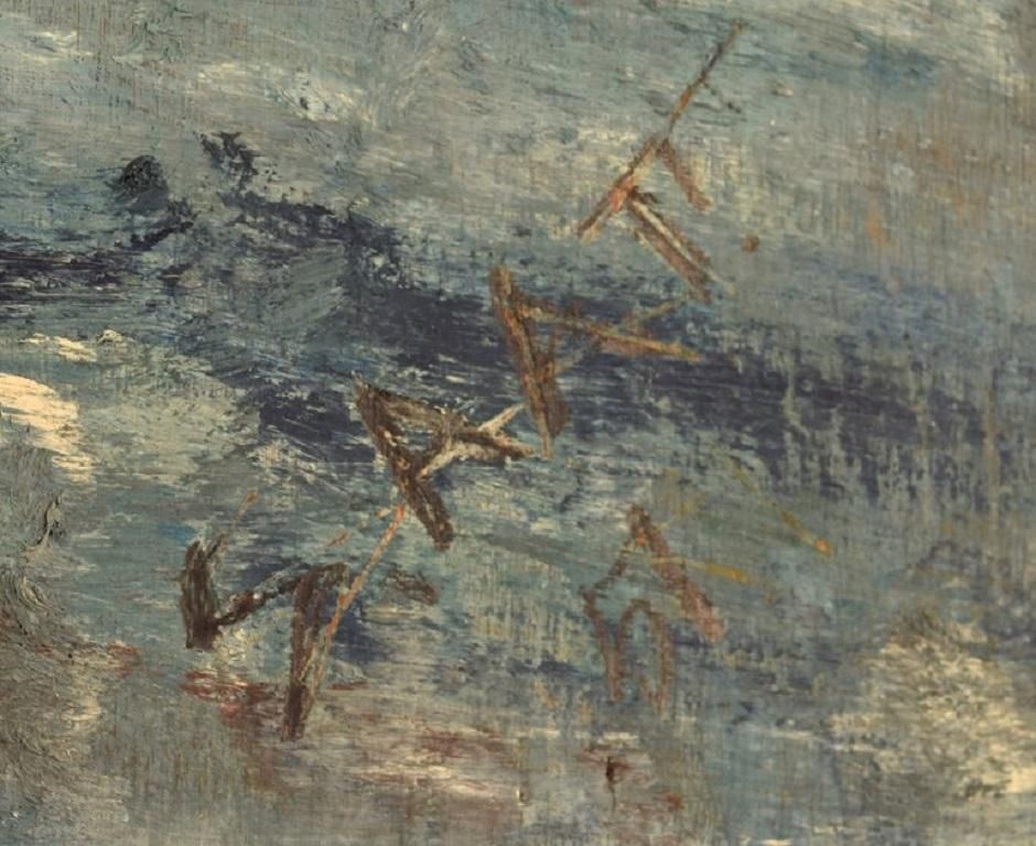 Svend Aage Tauscher Oil On Canvas, Modernist Landscape photo vinterior