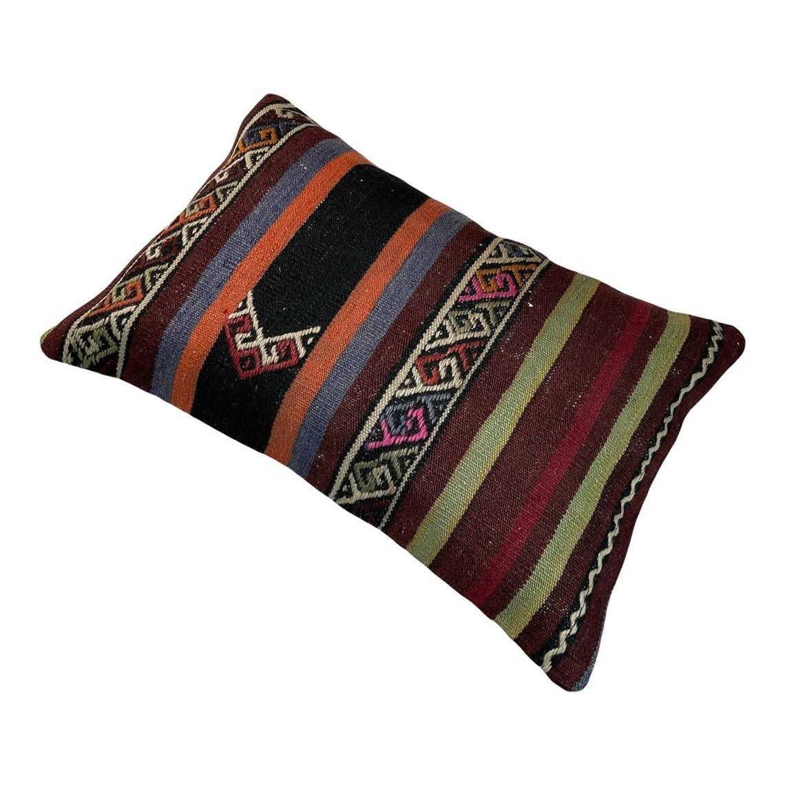 16’x24′ Vintage Anatolian Kilim Cushion Cover Türkisch Kelim Kissenbezug 40×60 Cm photo Textiles