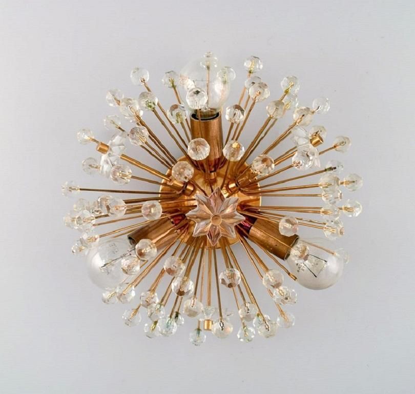 Emil Stejnar For Rupert Nikoll, A Pair Of Wall Lamps In Art Glass And Brass photo for sale