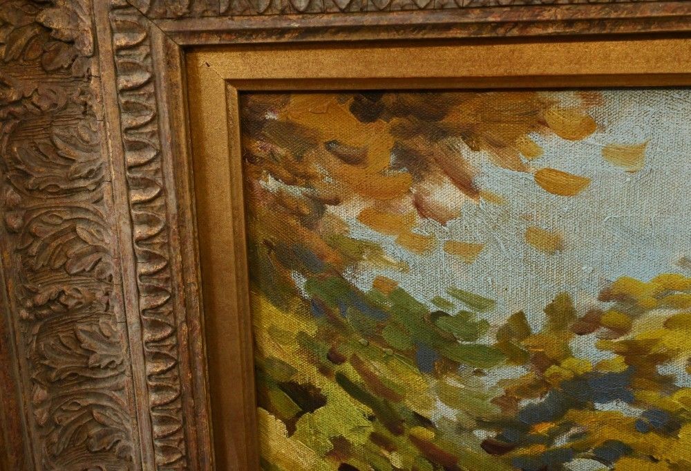 Antique French Oil Painting   Signed Impressionist Landscape photo buy
