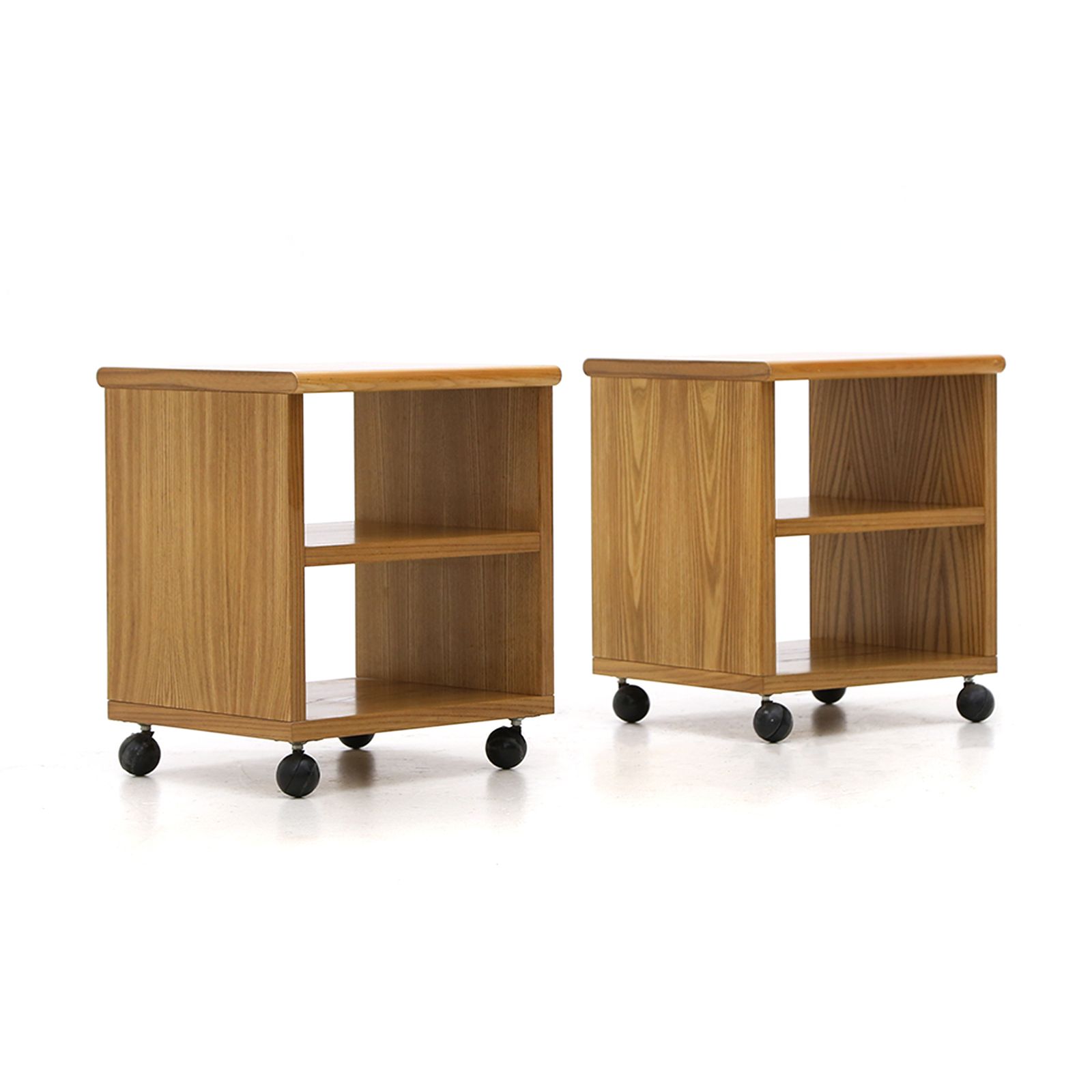 Pair Of Wooden Bedside Tables With Wheels, 1970s photo furniture