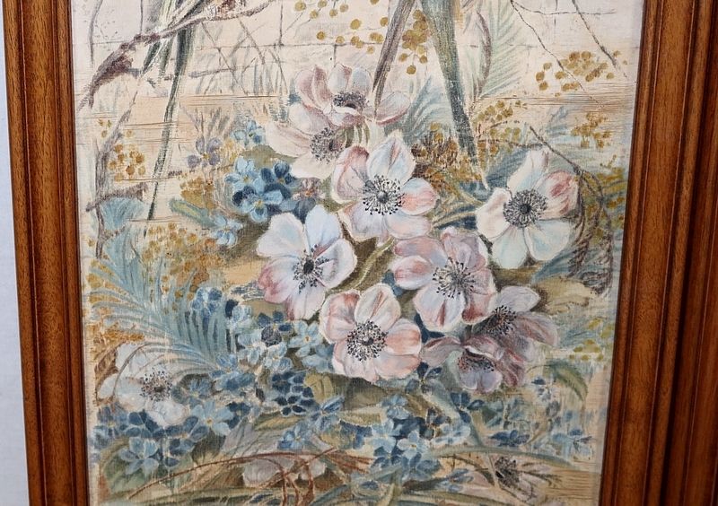 photo furniture Screen In Painted Silk And Solid Walnut – 1900