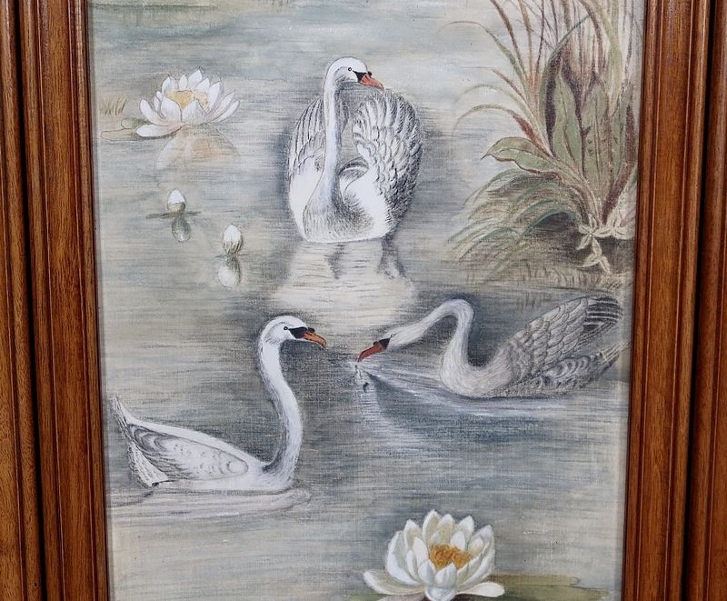photo buy Screen In Painted Silk And Solid Walnut – 1900