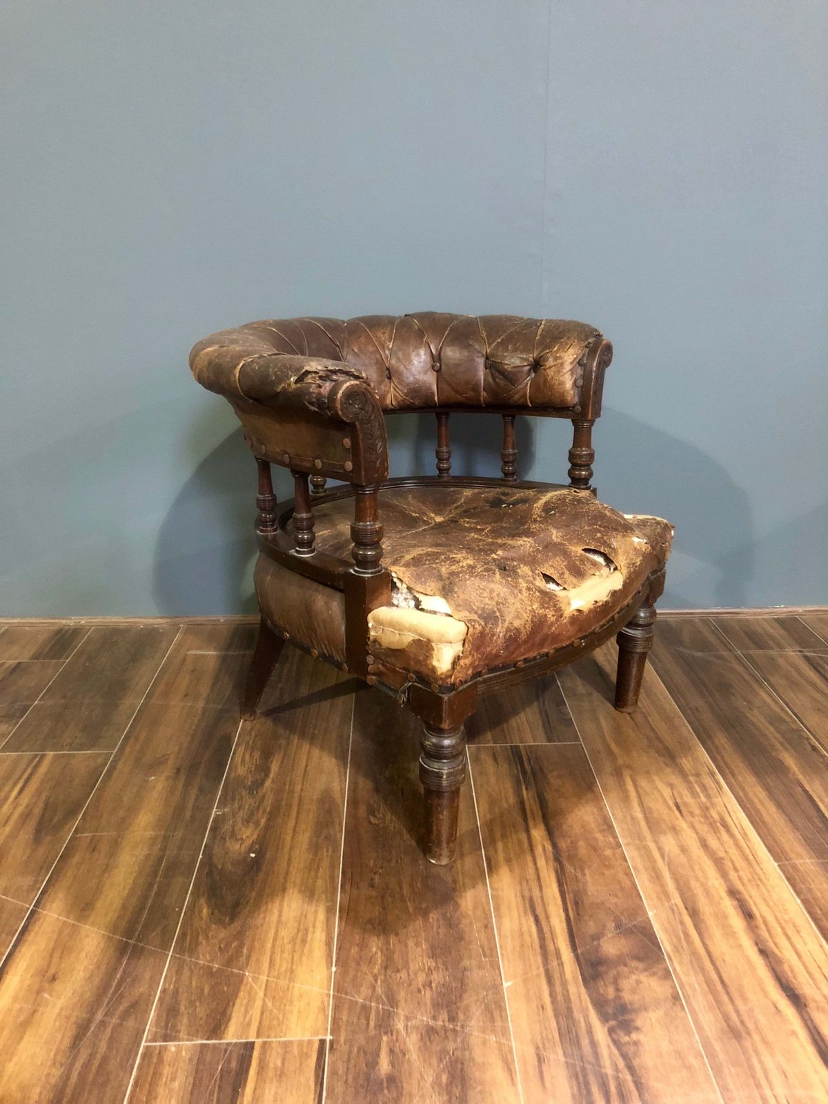 Early 19thc Captains Chair In Original Leather photo furniture