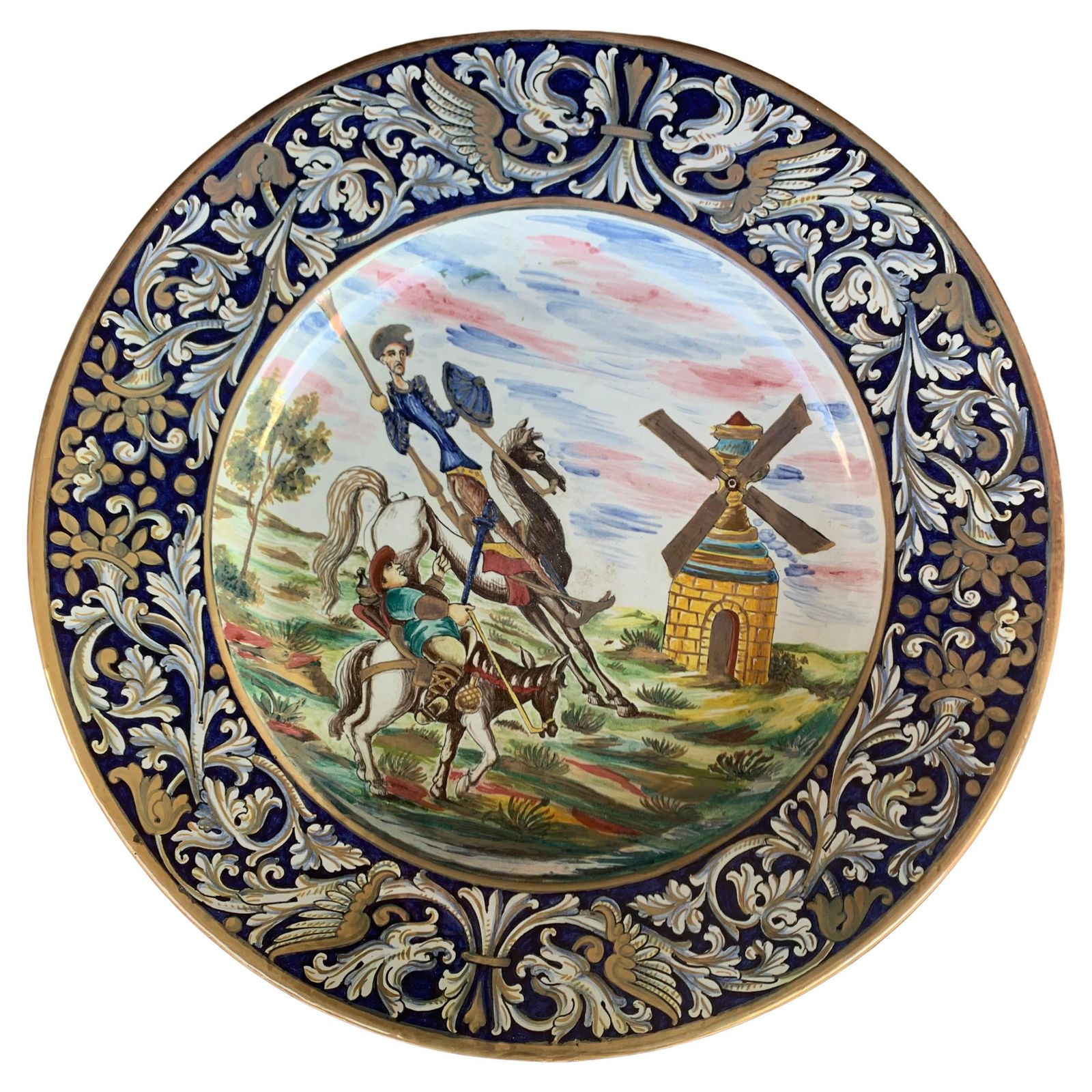 Plat décoratif espagnol représentant Don Quichotte, XIXe siècle