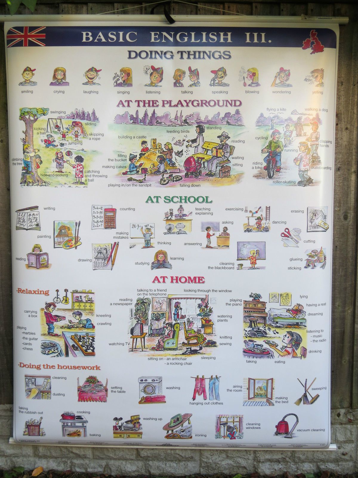 Roll Down School Wall Chart Of Basic English Language III Double Sided Lesson 3 photo buy