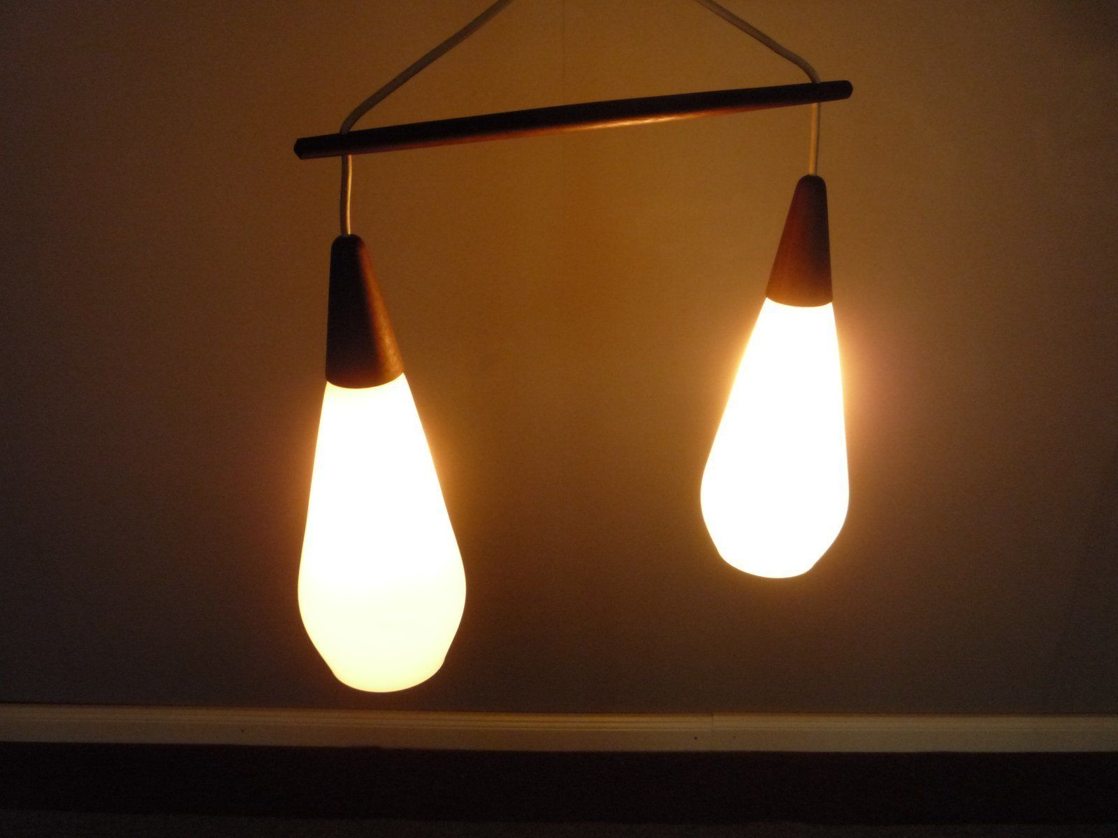 Glass & Teak Hanging Lamp In The Style Of Luxury photo Lighting