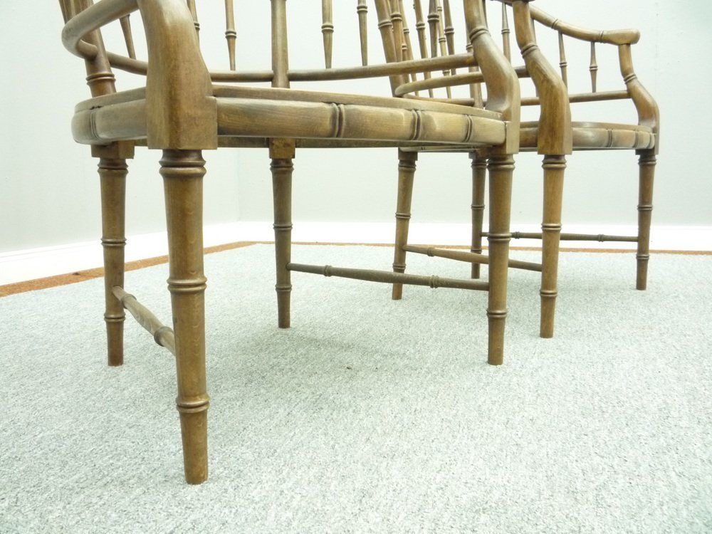photo furniture Birchwood Armchairs From Maison Jansen, 1960s, Set Of 2
