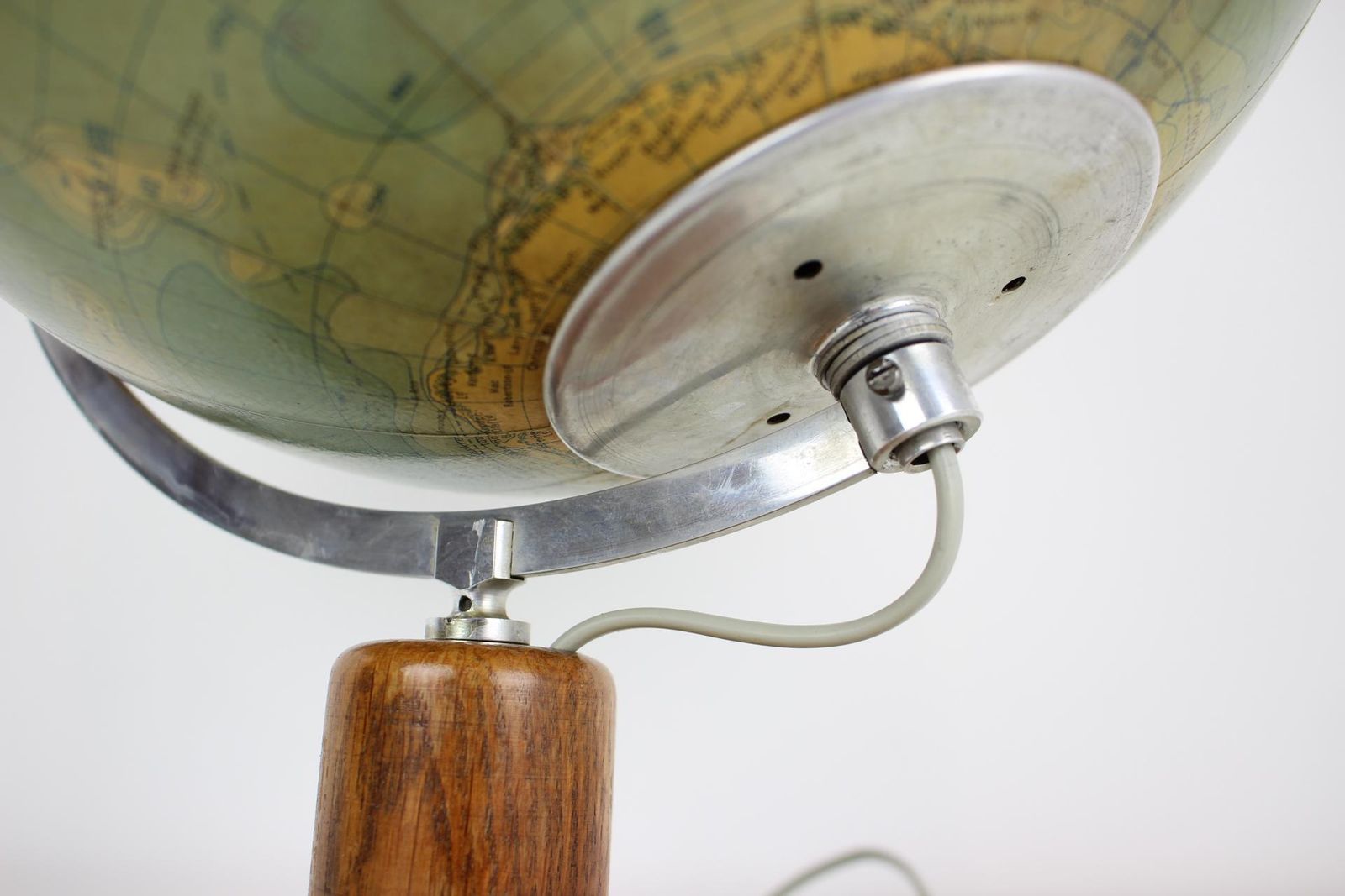 Mid Century Light Glass Globe With Wooden Base By Paul Rath, 1950s photo vinterior