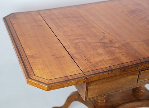Antique Empire Table With Flaps And Marquetry In Birch Wood Originating From Denmark Made In The 1840s. photo buy