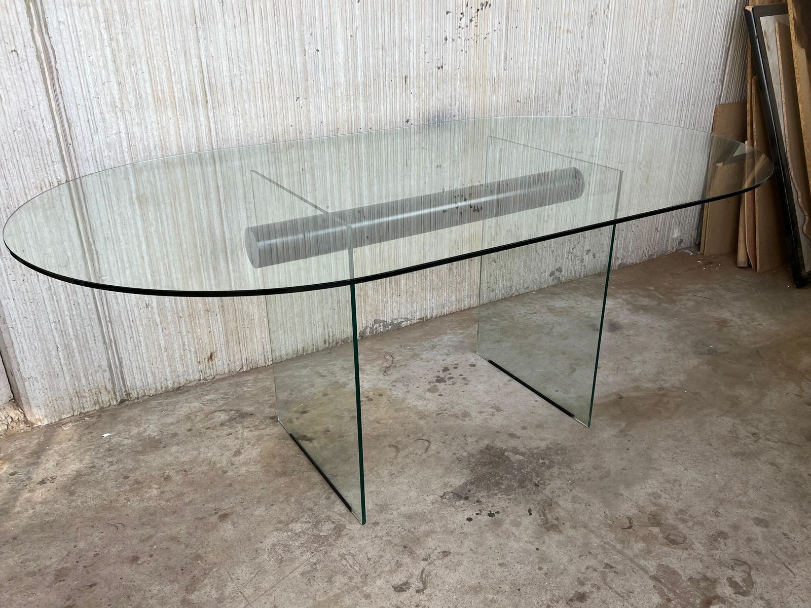 Mid Century Modern Glass Dining Room Table With Glass Legs In The Pace Style photo buy